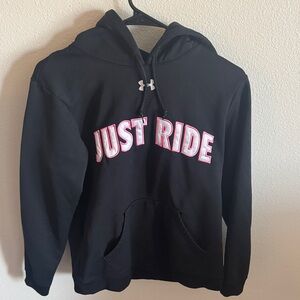 Under Armour Black Hoodie with Pink 'Just Ride' Text